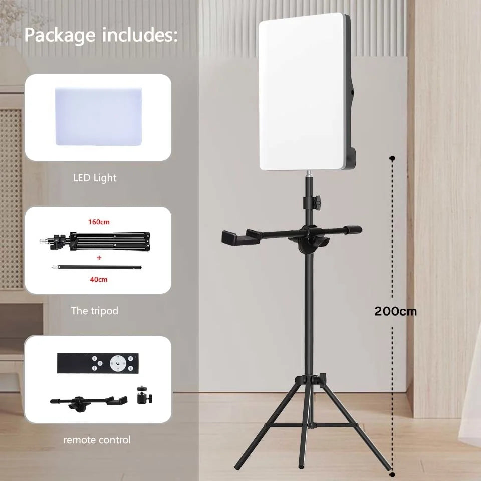 BTFOOR LED Foto‑Studio Lichtpanel 3300–5600 K (Bi‑Color, mit Stativ, EU‑Stecker)