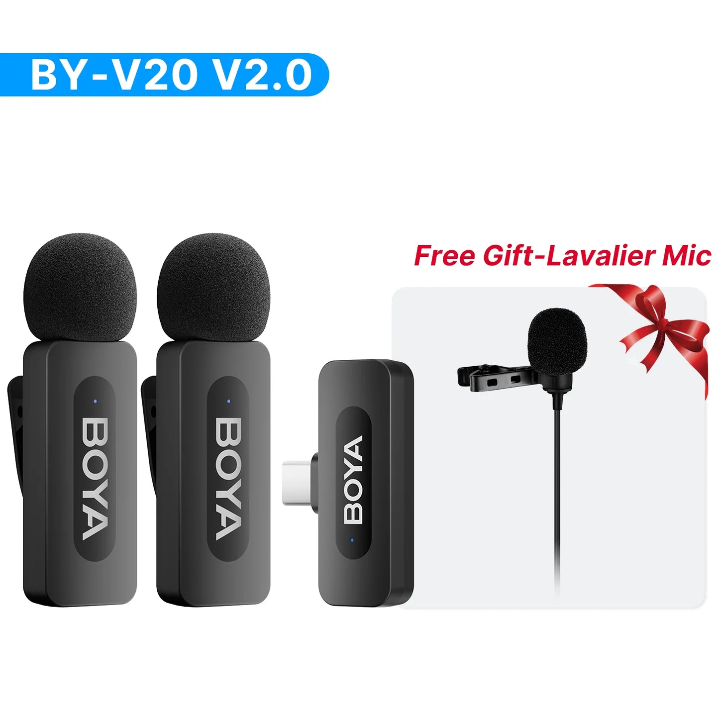 BOYA BY‑V3 2‑Kanal Wireless Lavalier-Mikrofon mit Ladeetui