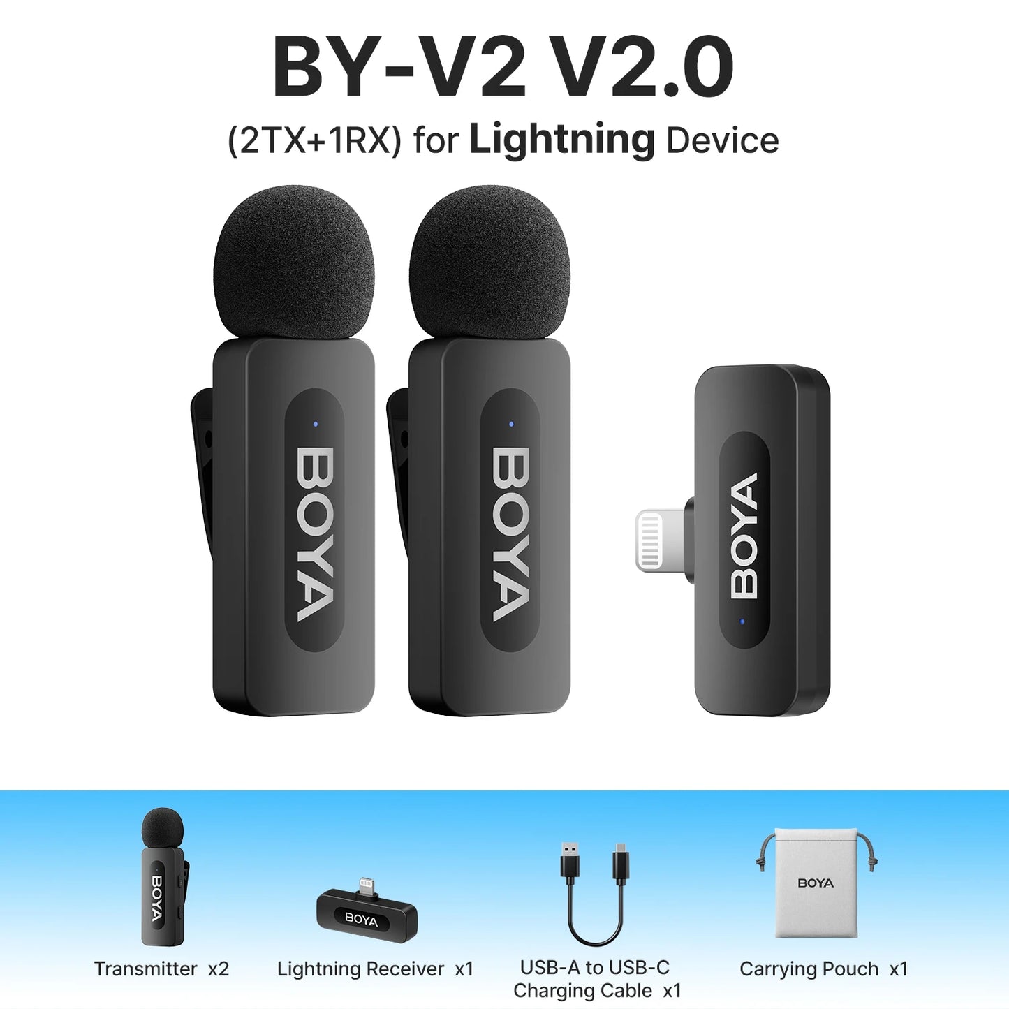 BOYA BY‑V3 2‑Kanal Wireless Lavalier-Mikrofon mit Ladeetui