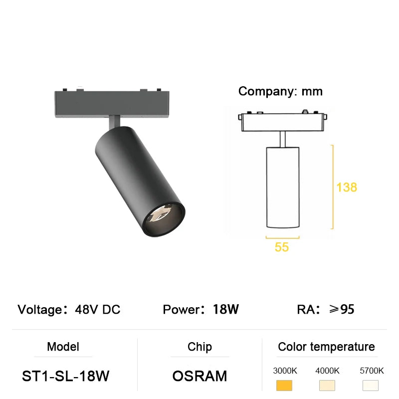 Ultradünne magnetische Aluminium-Schienenleuchte der ST1-Serie, 6 mm