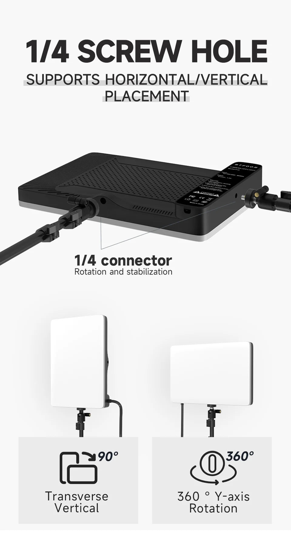 BTFOOR LED Foto‑Studio Lichtpanel 3300–5600 K (Bi‑Color, mit Stativ, EU‑Stecker)