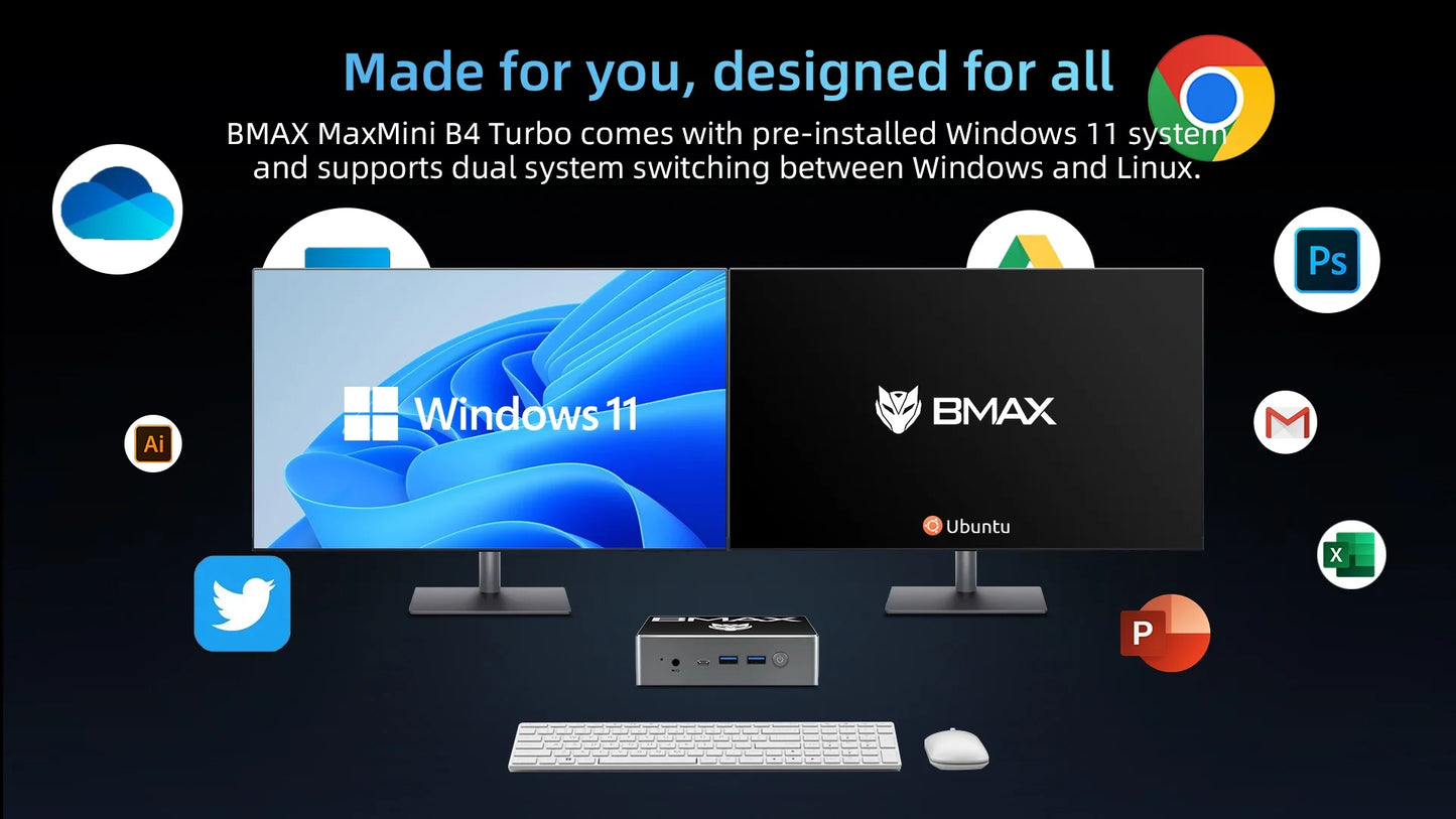 BMAX Mini-PC B4 Turbo – Kompakter Allrounder mit Intel® N150 & 16 GB RAM