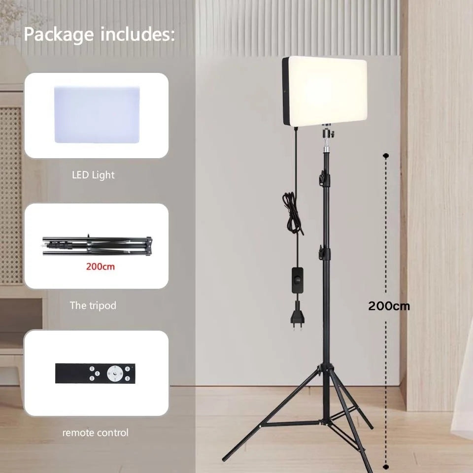 BTFOOR LED Foto‑Studio Lichtpanel 3300–5600 K (Bi‑Color, mit Stativ, EU‑Stecker)