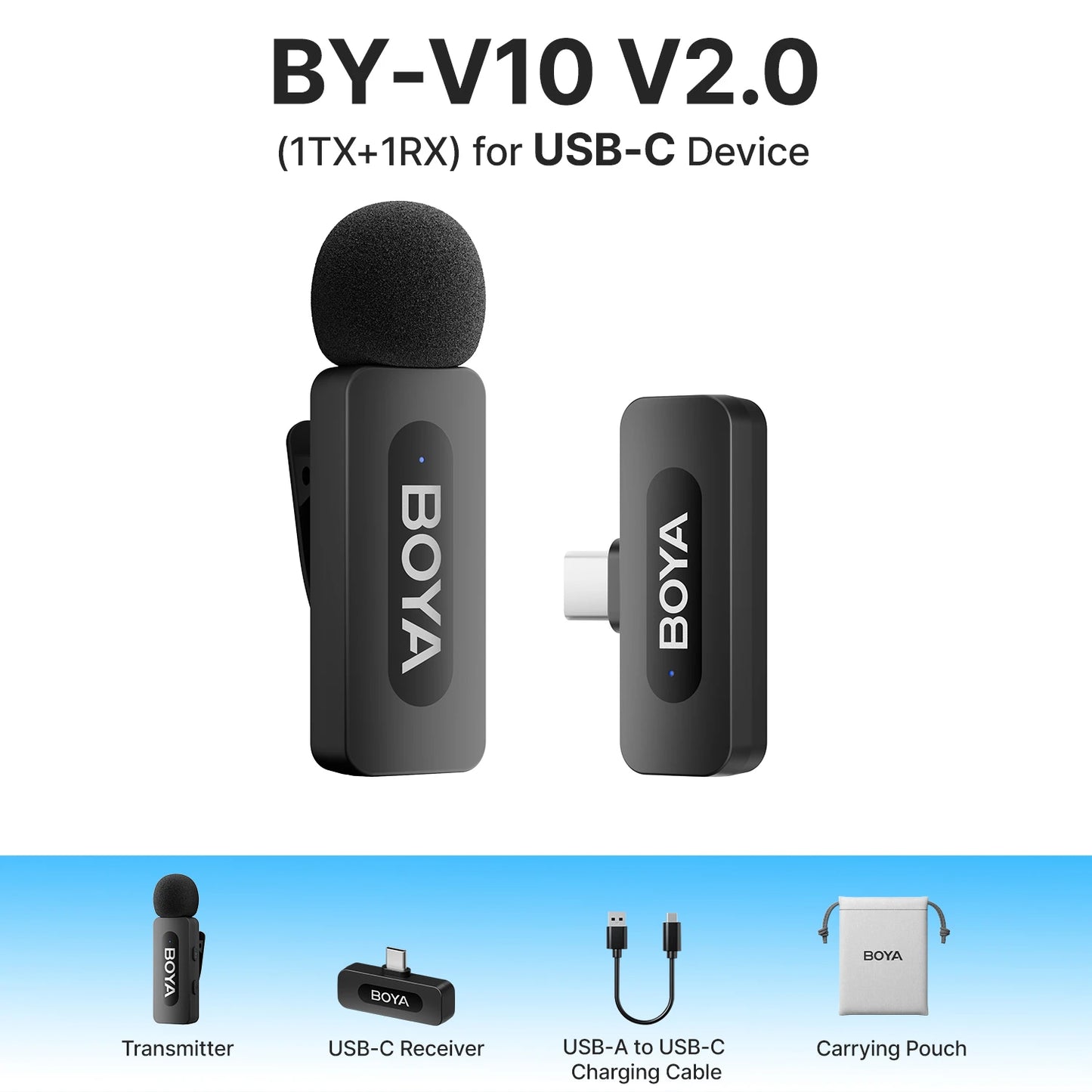 BOYA BY‑V3 2‑Kanal Wireless Lavalier-Mikrofon mit Ladeetui