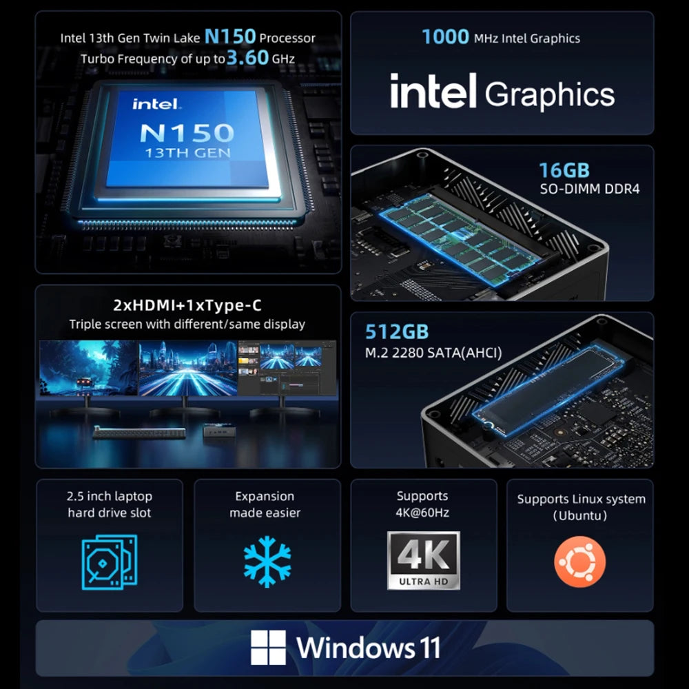 BMAX Mini-PC B4 Turbo – Kompakter Allrounder mit Intel® N150 & 16 GB RAM