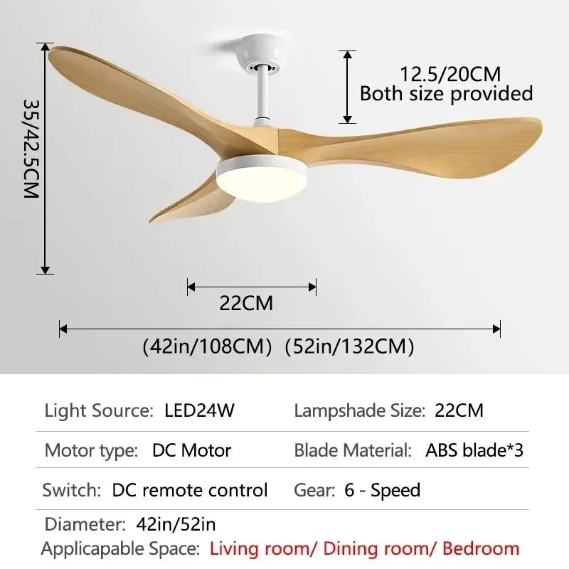 52 Zoll DC-Deckenventilator mit Fernbedienung & ABS-Flügeln