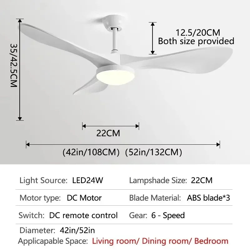 52 Zoll DC-Deckenventilator mit Fernbedienung & ABS-Flügeln