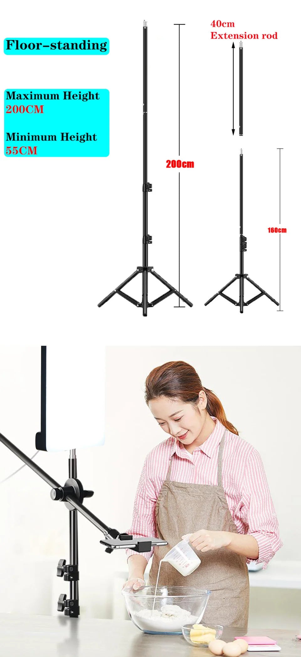 BTFOOR LED Foto‑Studio Lichtpanel 3300–5600 K (Bi‑Color, mit Stativ, EU‑Stecker)