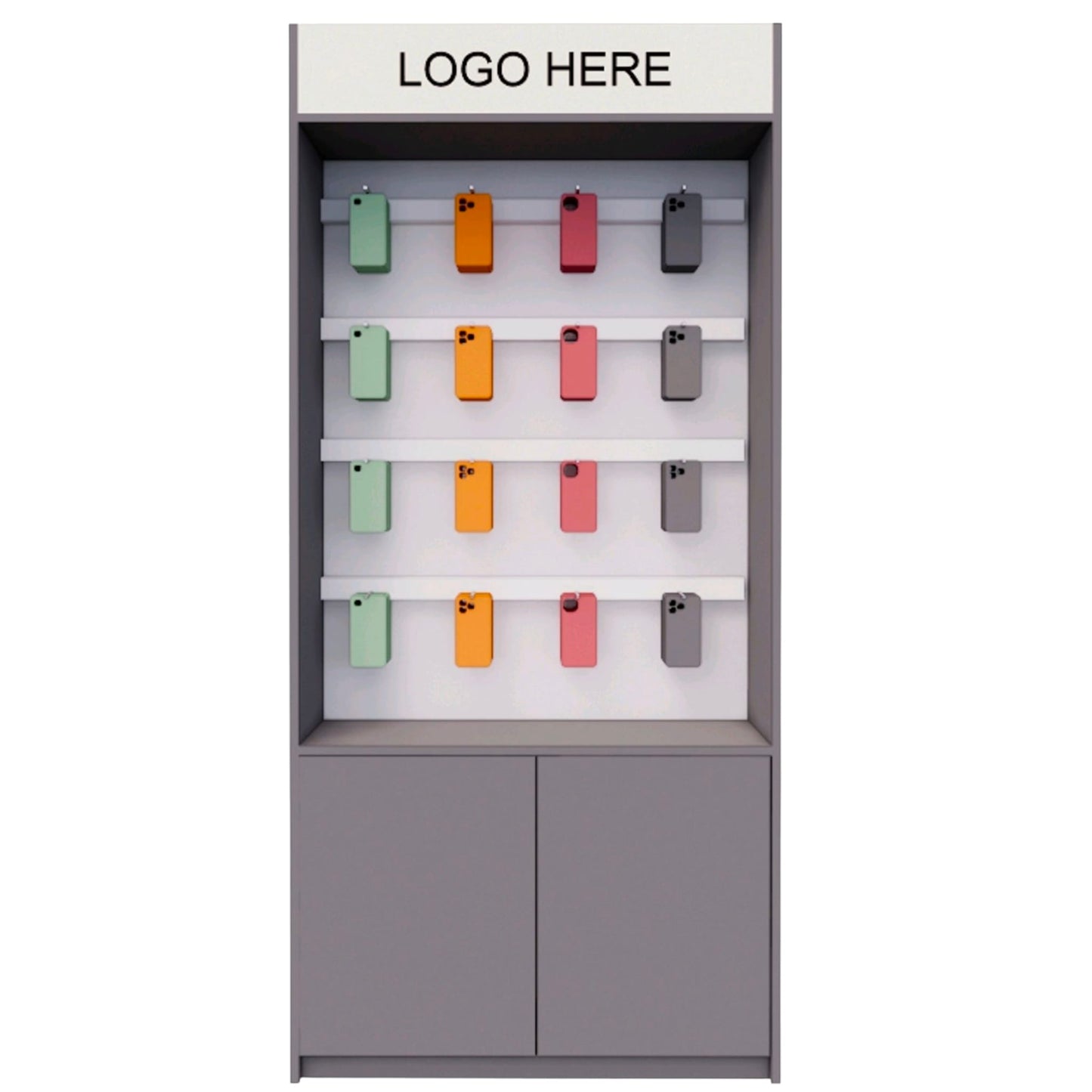 Zubehör-Regal für Mobilfunkshops – Modern, flexibel & beleuchtet